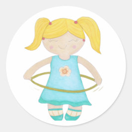 Child playing with a hula hoop ronde sticker