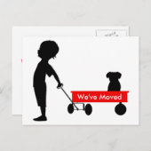 Child Pulling Red Wagon Nieuw adres Aankondigingskaart (Voorkant / Achterkant)