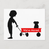 Child Pulling Red Wagon Nieuw adres Aankondigingskaart (Voorkant)