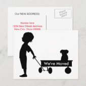 Child Pulling Wagon Nieuw adres Aankondigingskaart (Voorkant / Achterkant)