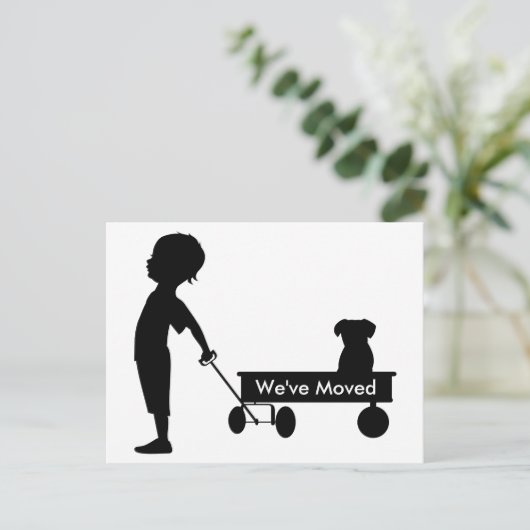 Child Pulling Wagon Nieuw adres Aankondigingskaart (Staand voorkant)