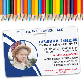 Child Safety Identification Modern aangepaste foto Badge