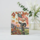 Child US Flag Fireworks Firecracker Explosie Briefkaart (Staand voorkant)