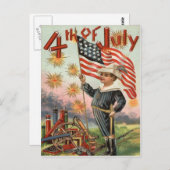 Child US Flag Fireworks Firecracker Explosie Briefkaart (Voorkant / Achterkant)