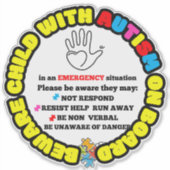 Child with Autism on Board Car Decal Sticker (Voorkant)