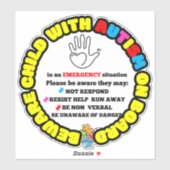 Child with Autism on Board Car Decal Sticker (Vel)