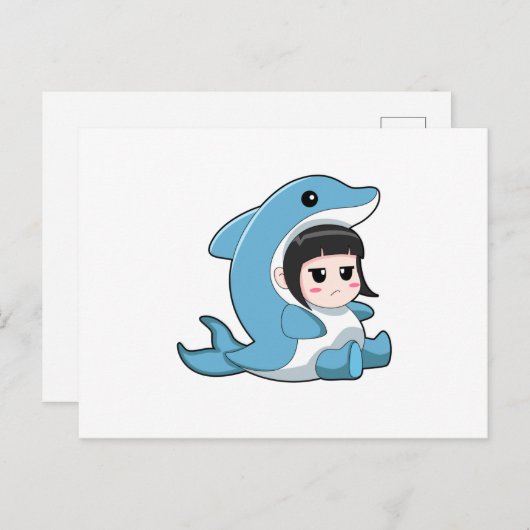 Child with Dolphin Costume Briefkaart (Voorkant / Achterkant)