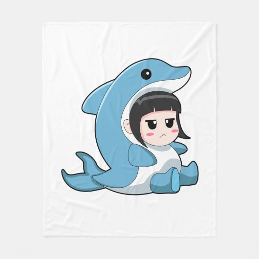 Child with Dolphin Costume Fleece Deken (Voorkant)
