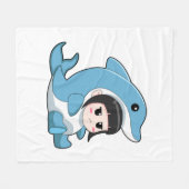 Child with Dolphin Costume Fleece Deken (Voorkant (Horizontaal))