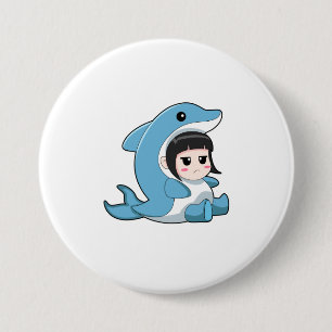 Child with Dolphin Costume Ronde Button 7,6 Cm