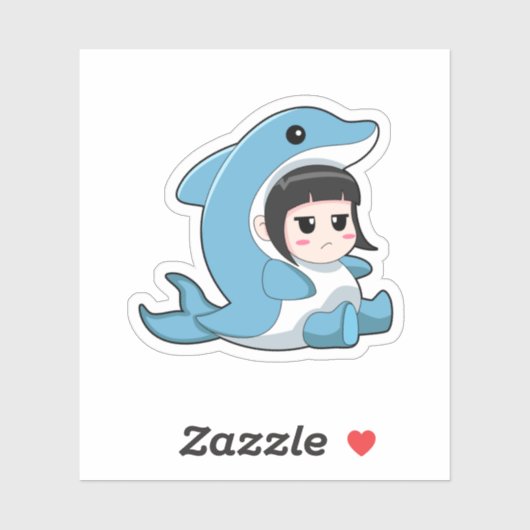 Child with Dolphin Costume Sticker (Vel)