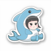 Child with Dolphin Costume Sticker (Voorkant)