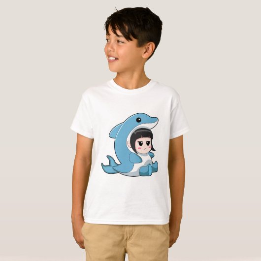 Child with Dolphin Costume T-shirt (Voorkant volledig)