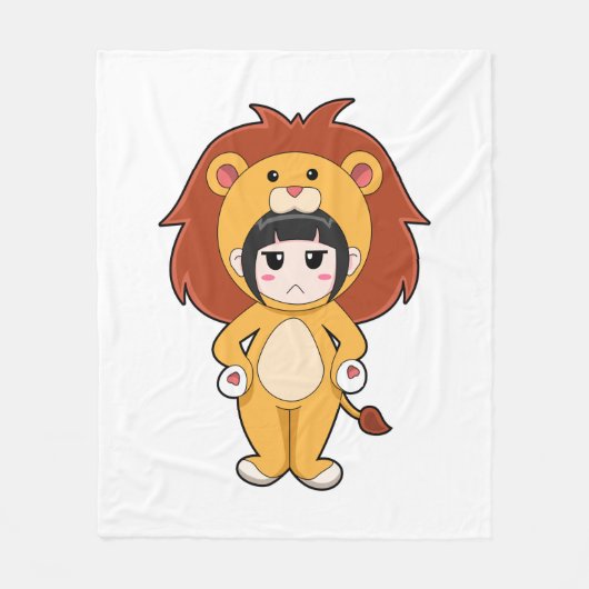 Child with Lion Costume Fleece Deken (Voorkant)