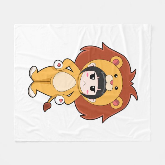Child with Lion Costume Fleece Deken (Voorkant (Horizontaal))
