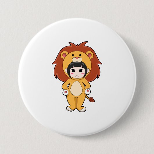 Child with Lion Costume Ronde Button 7,6 Cm (Voorkant)