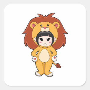 Child with Lion Costume Vierkante Sticker