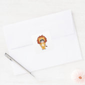 Child with Lion Costume Vierkante Sticker (Envelop)