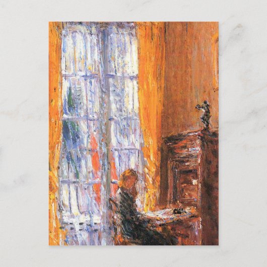 Childe Hassam - Aan het bureau Briefkaart (Voorkant)