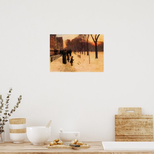 Childe Hassam - Boston in alledaagse schemering Poster (Keuken)