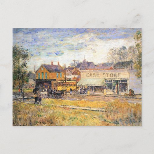 Childe Hassam - Einde van de tram Oak Park Illinoi Briefkaart (Voorkant)