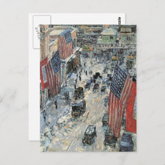 Childe Hassam - Flags op de vijfde avenue Winter 1 Briefkaart (Voorkant / Achterkant)