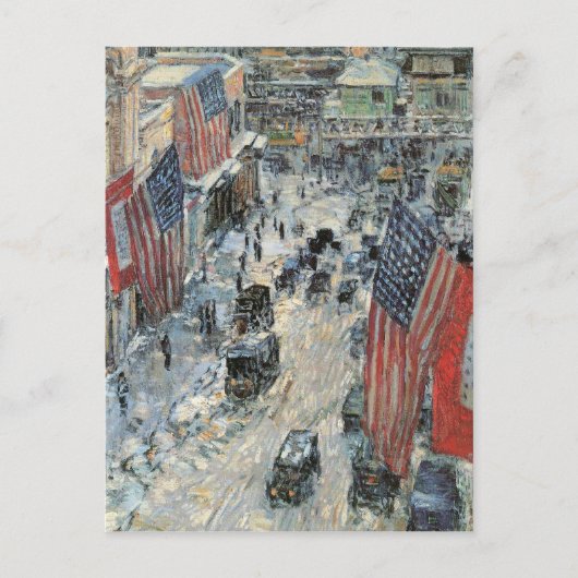 Childe Hassam - Flags op de vijfde avenue Winter 1 Briefkaart (Voorkant)