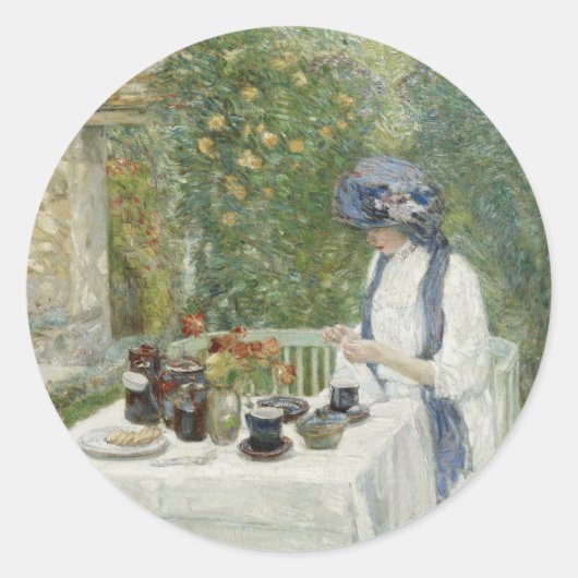 Childe Hassam - Franse Tea Garden Ronde Sticker (Voorkant)
