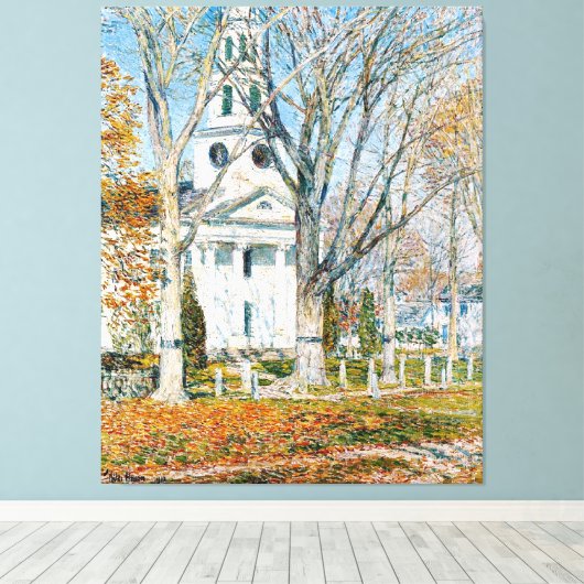 Childe Hassam, Kerk te Old Lyme, Canvas Afdruk (Insitu (Houten vloer))