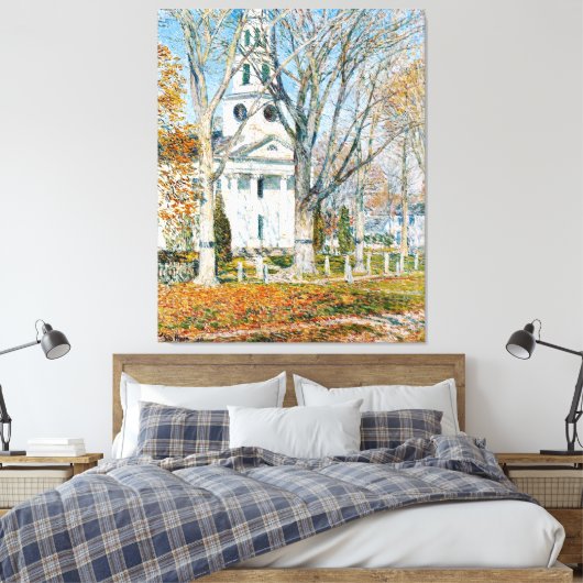 Childe Hassam, Kerk te Old Lyme, Canvas Afdruk (Insitu (Slaapkamer))