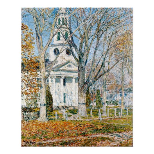 Childe Hassam, Kerk te Old Lyme, Perfect Poster (Voorkant)
