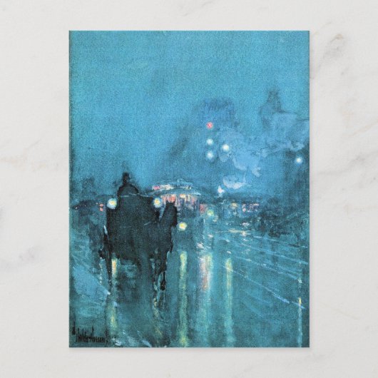 Childe Hassam - Nocturne Railway Crossing Chicago Briefkaart (Voorkant)