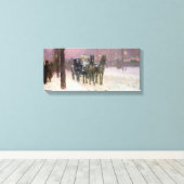 Childe Hassam - Street scene met twee cabines Canvas Afdruk (Insitu (Houten vloer))