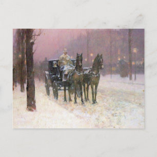 Childe Hassam - Street scene with two cabs Briefkaart