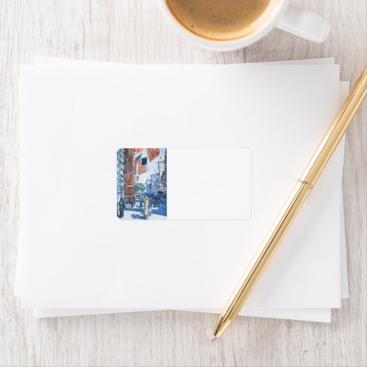 Childe Hassam - Vlaggen Fifth Avenue Etiket (Insitu)