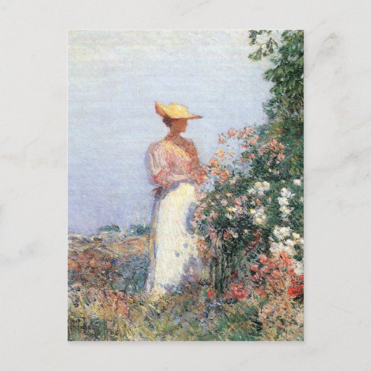 Childe Hassam - Vrouw in de tuin Briefkaart (Voorkant)