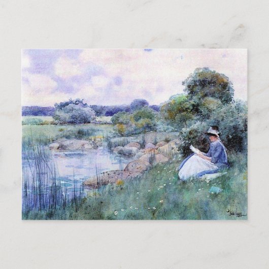 Childe Hassam - Vrouw lezen Briefkaart (Voorkant)