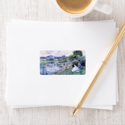 Childe Hassam - Vrouw lezen Etiket (Insitu)