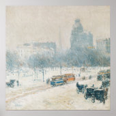 Childe Hassam Winter in Union Square Painting Art Poster (Voorkant)