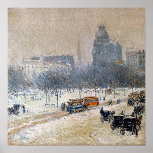 Childe Hassam, Winter op Union Square Poster (Voorkant)