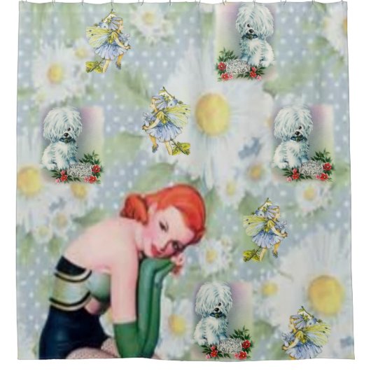 childerhond wit douwergordijn douchegordijn (Voorkant)