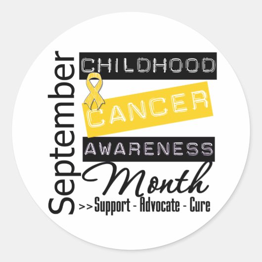 Childhood Cancer AWARE Maand Ronde Sticker (Voorkant)