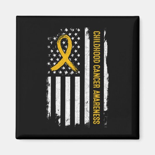 Childhood Cancer Awareness Amerikaanse vlag - Gold Magneet (Voorkant)