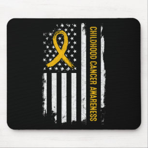 Childhood Cancer Awareness Amerikaanse vlag - Gold Muismat
