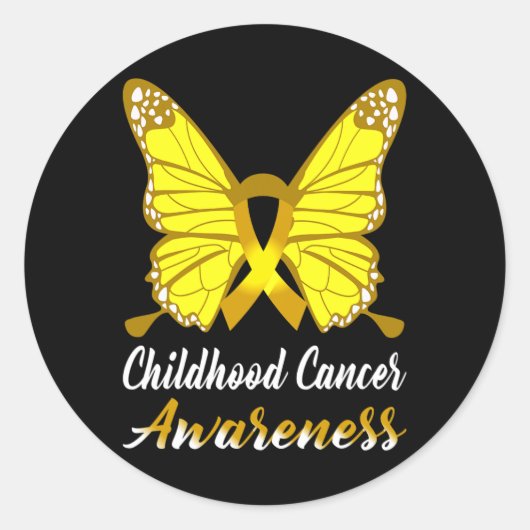 Childhood Cancer Awareness Butterfly Ribbon Suppor Ronde Sticker (Voorkant)