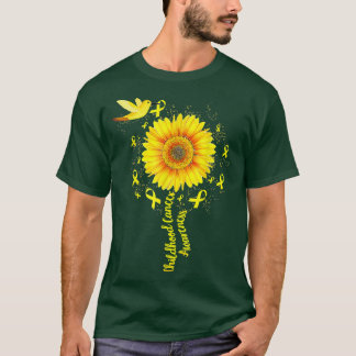 Childhood Cancer Awareness Cute Sunflower Hummingb T-shirt
