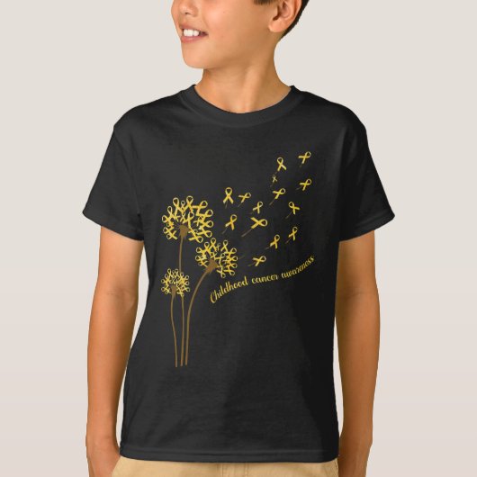 Childhood Cancer Awareness Paardenbloem Bloem Goud T-shirt (Voorkant)