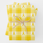 Childhood Cancer Awareness Plaid Gold Ribbon Inpakpapier Vel (In situ)