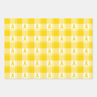 Childhood Cancer Awareness Plaid Gold Ribbon Inpakpapier Vel