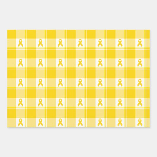 Childhood Cancer Awareness Plaid Gold Ribbon Inpakpapier Vel (Voorkant)